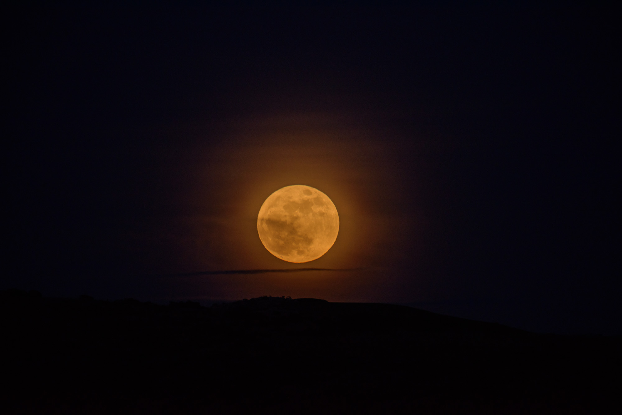 New Year's Day full moon rising over Tomales Bay