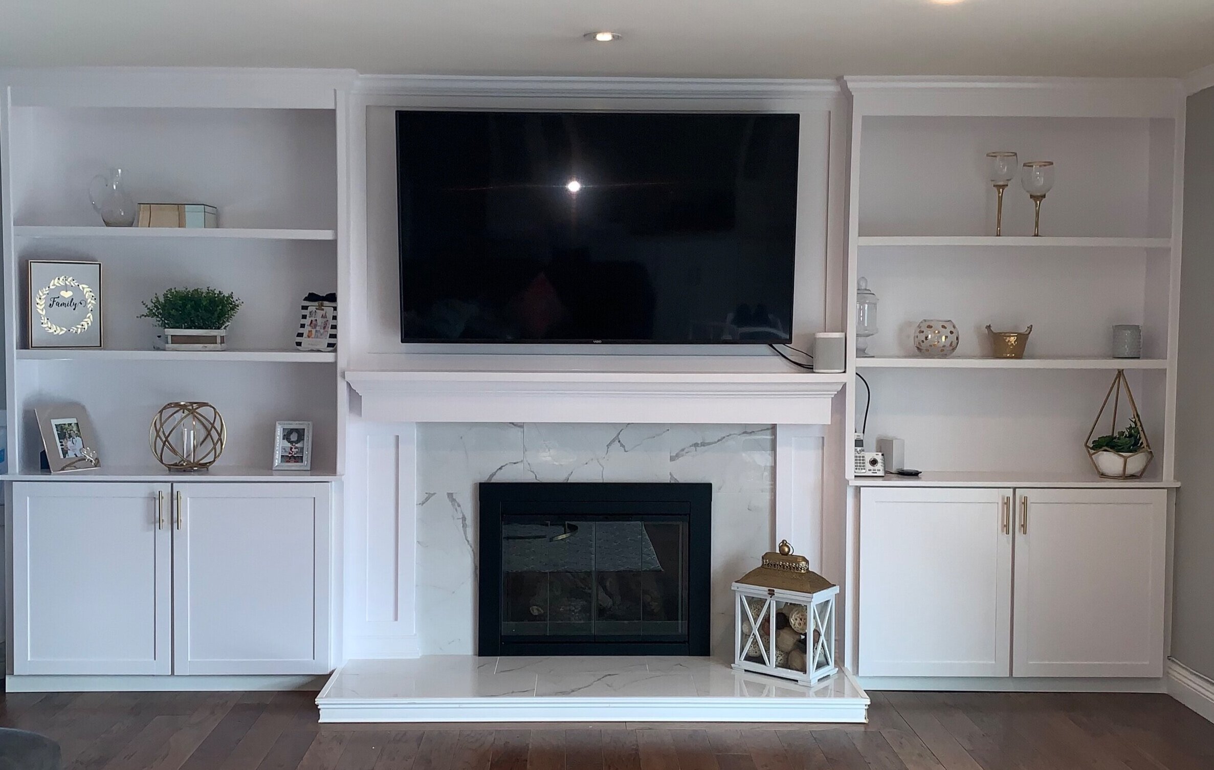 Diy Fireplace Surround And Built Ins, Fireplace Mantle Between Bookcases