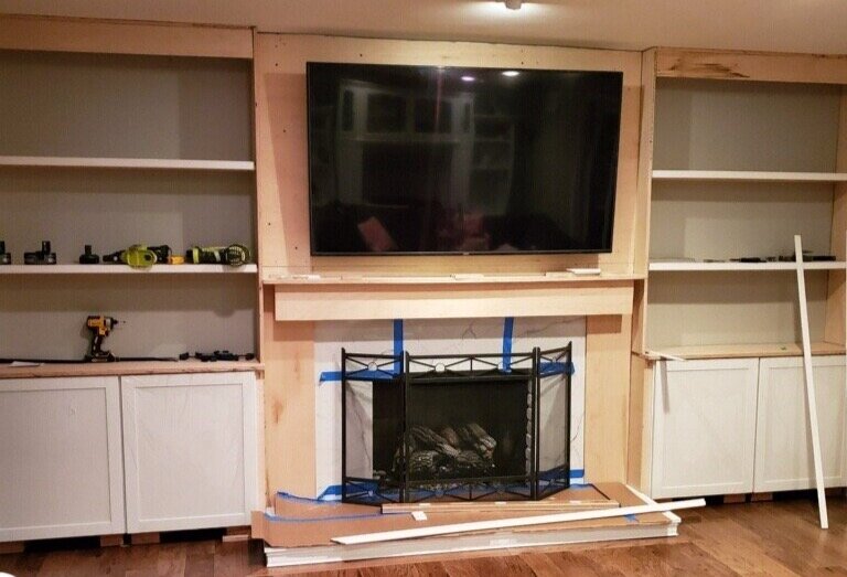 Diy Fireplace Surround And Built Ins, Built In Cabinets Around Fireplace Diy