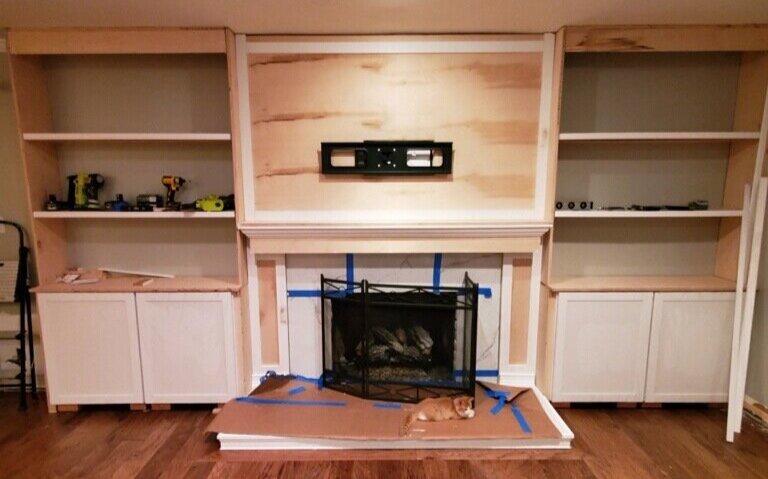 Diy Fireplace Surround And Built Ins, Building Shelves Around Fireplace