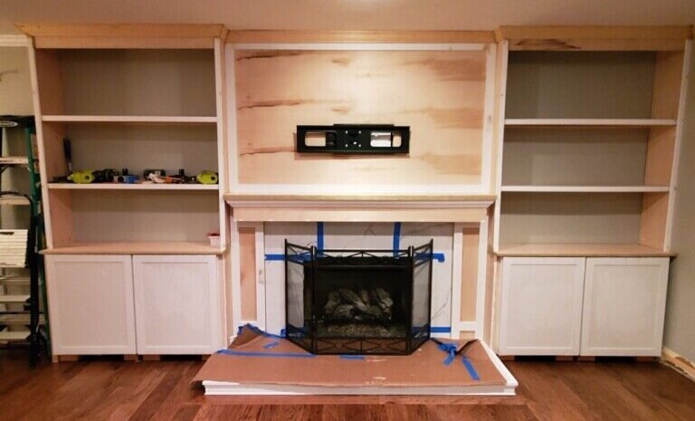 Diy Fireplace Surround And Built Ins, Building Built In Shelves Around Fireplace