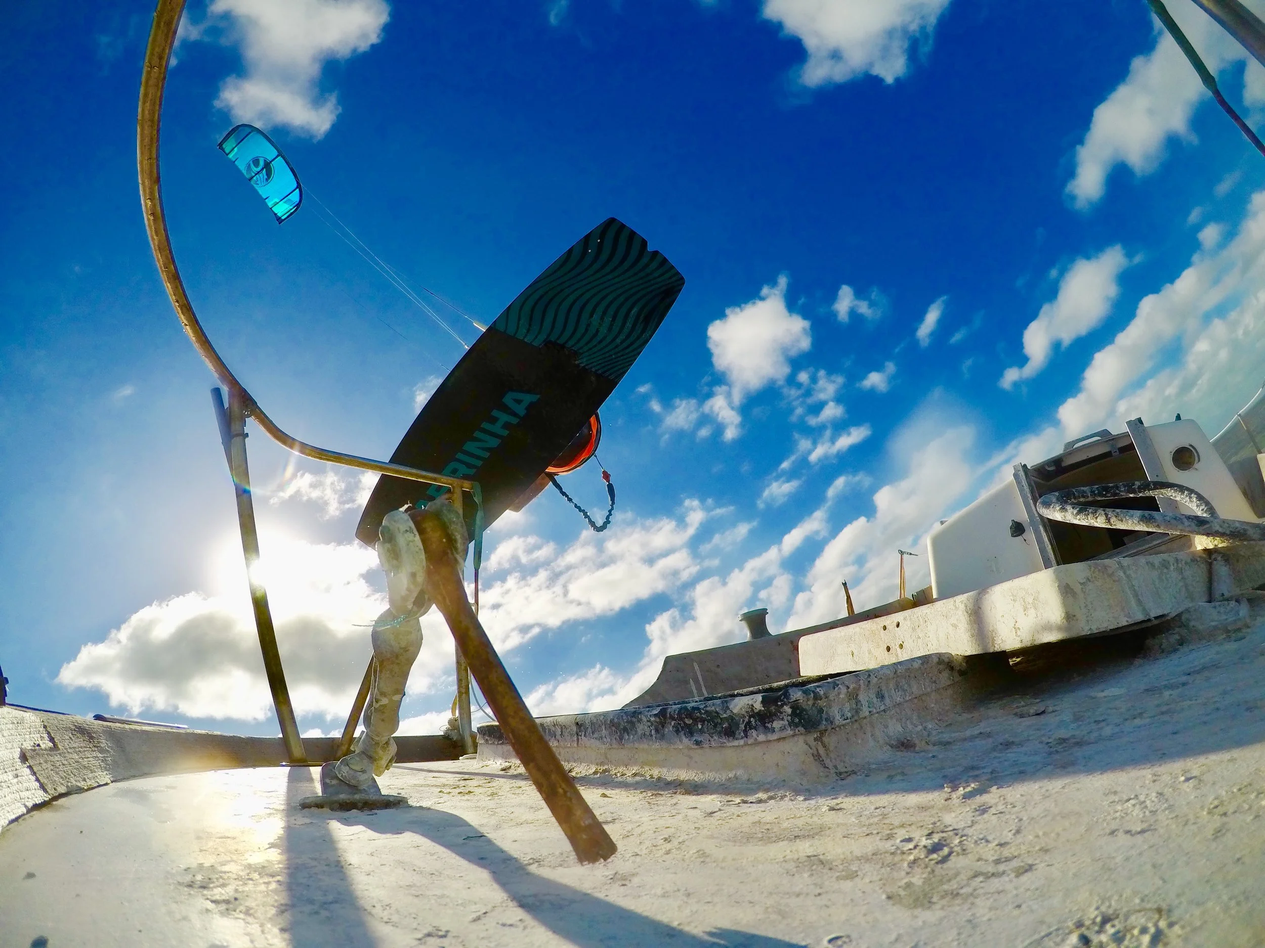 Snow day up North, kiteboarding way South!