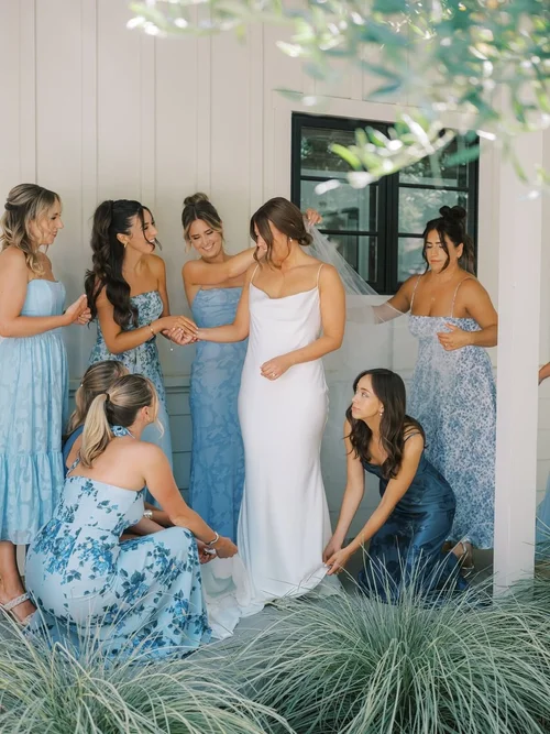 david's bridal sequin bridesmaid dress Marchesa Bridesmaids Avola Gown - Blue main image 0