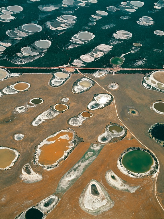 Salt lakes in wheat fields, near Esperance, Western Australia, 1994.