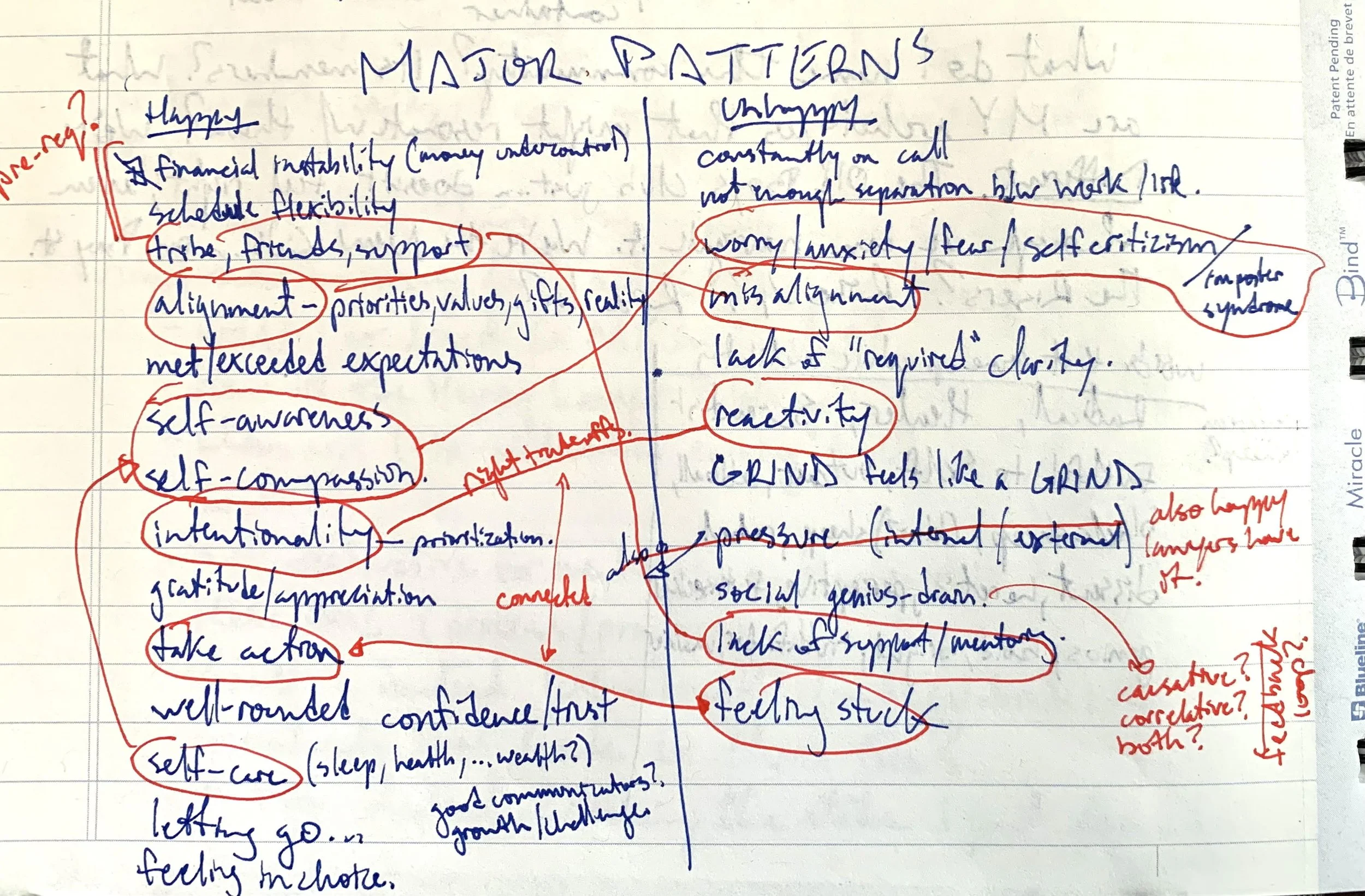 Major patterns among Happy Lawyers and Miserable Lawyers