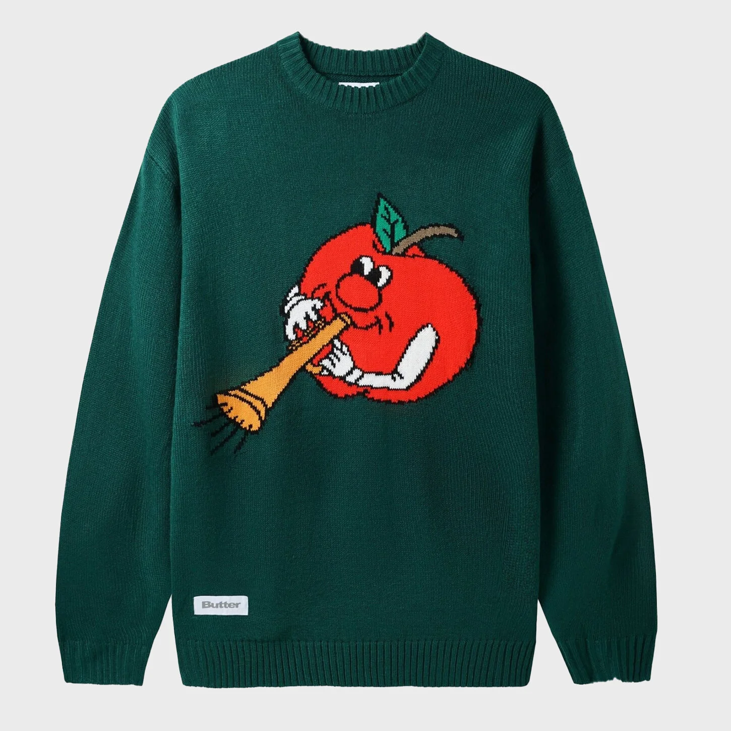 BUTTERGOODS APPLE KNIT SWEATER FOREST 