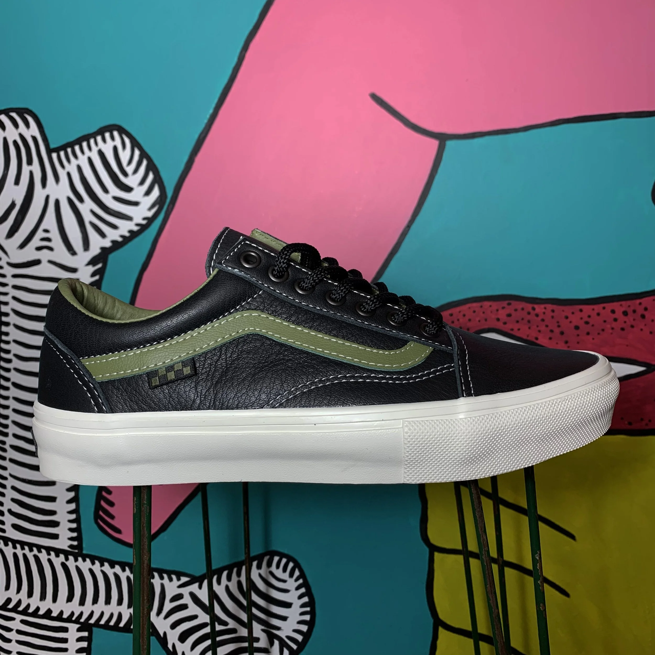 black colorful vans