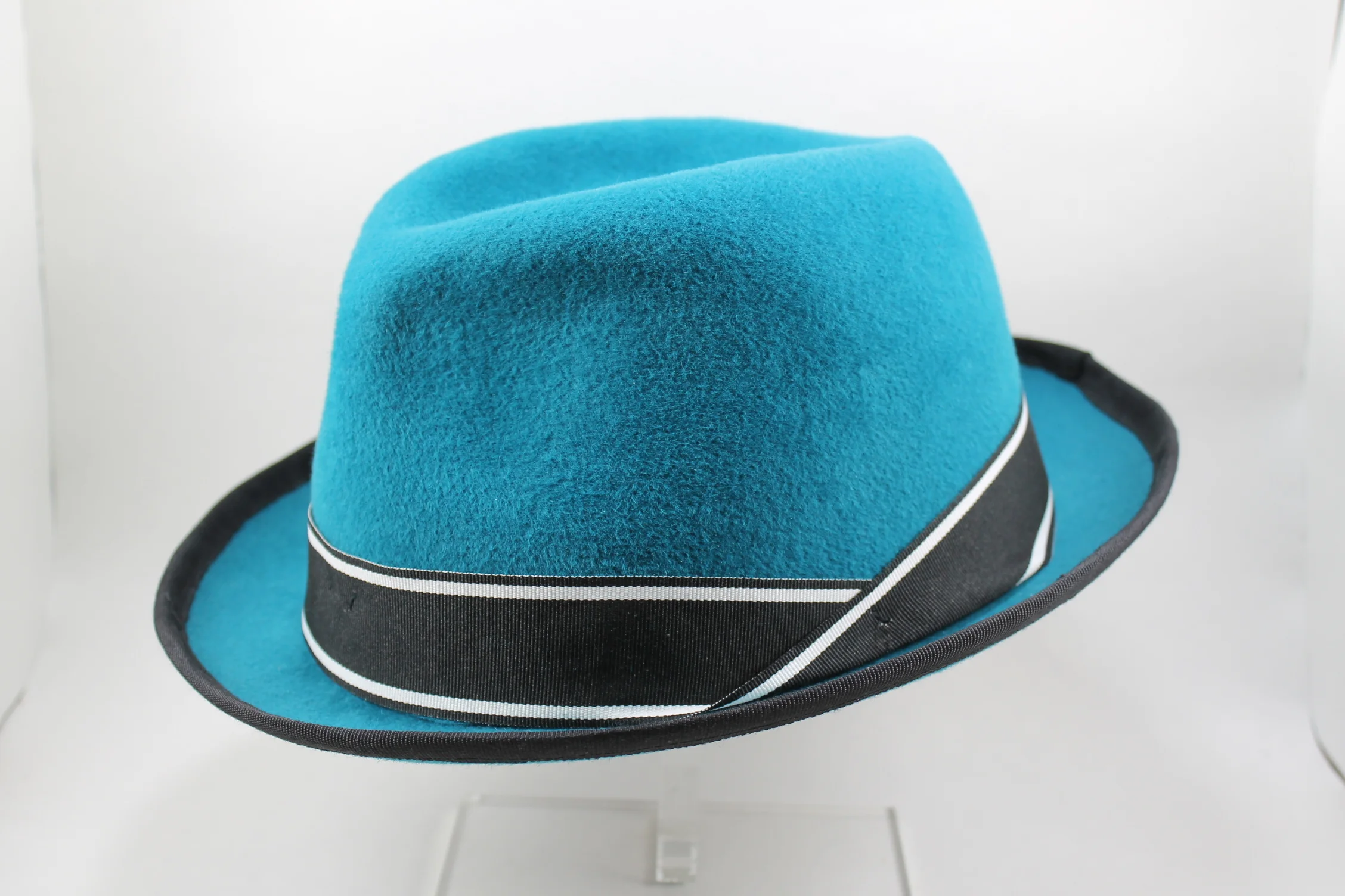 Turquoise Rolled Brim Fedora — Green 