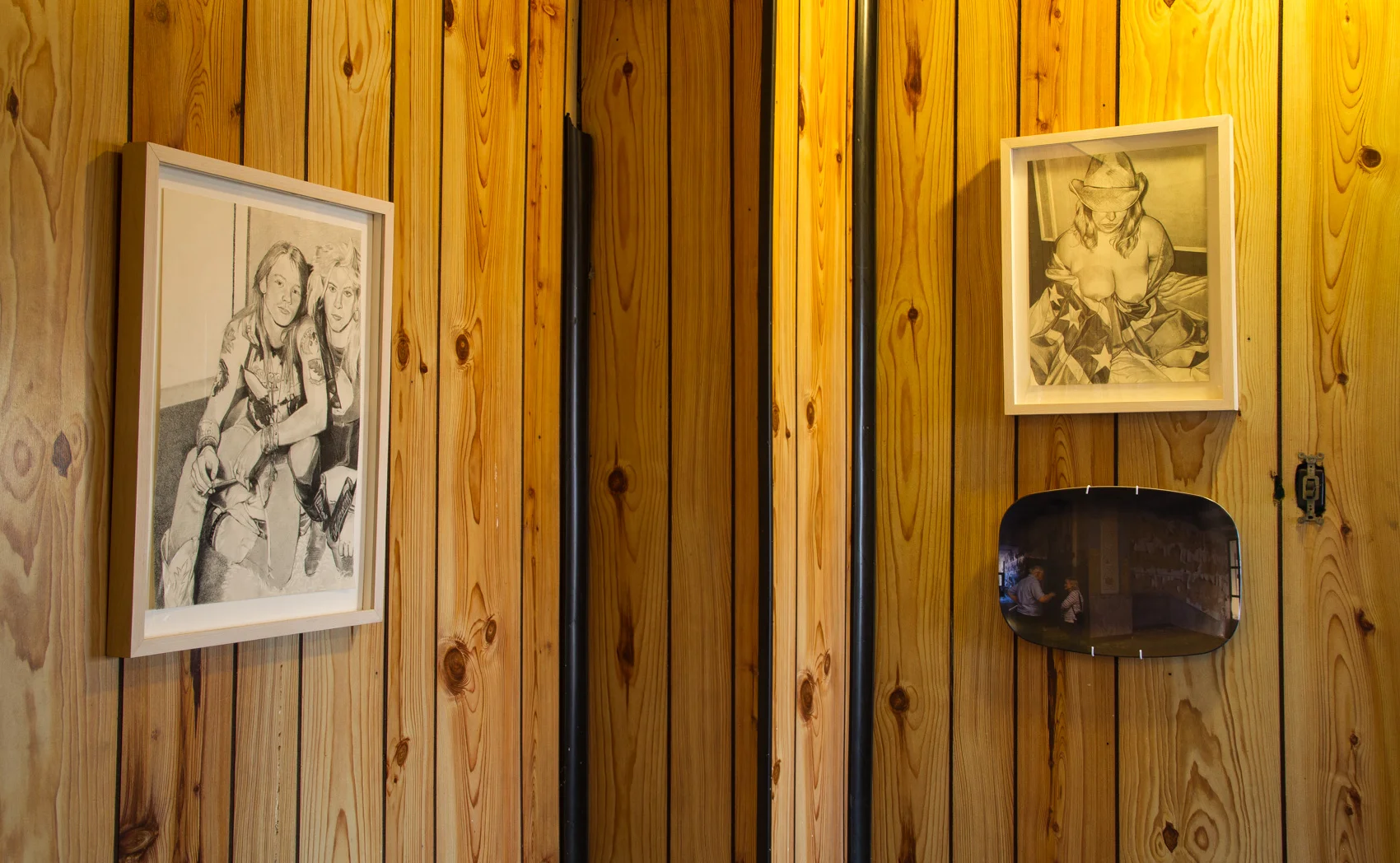 Installation view of American Dilemma , GCADD, 2016 Platter by Jamie Kreher and drawings by Daniel Stumeier