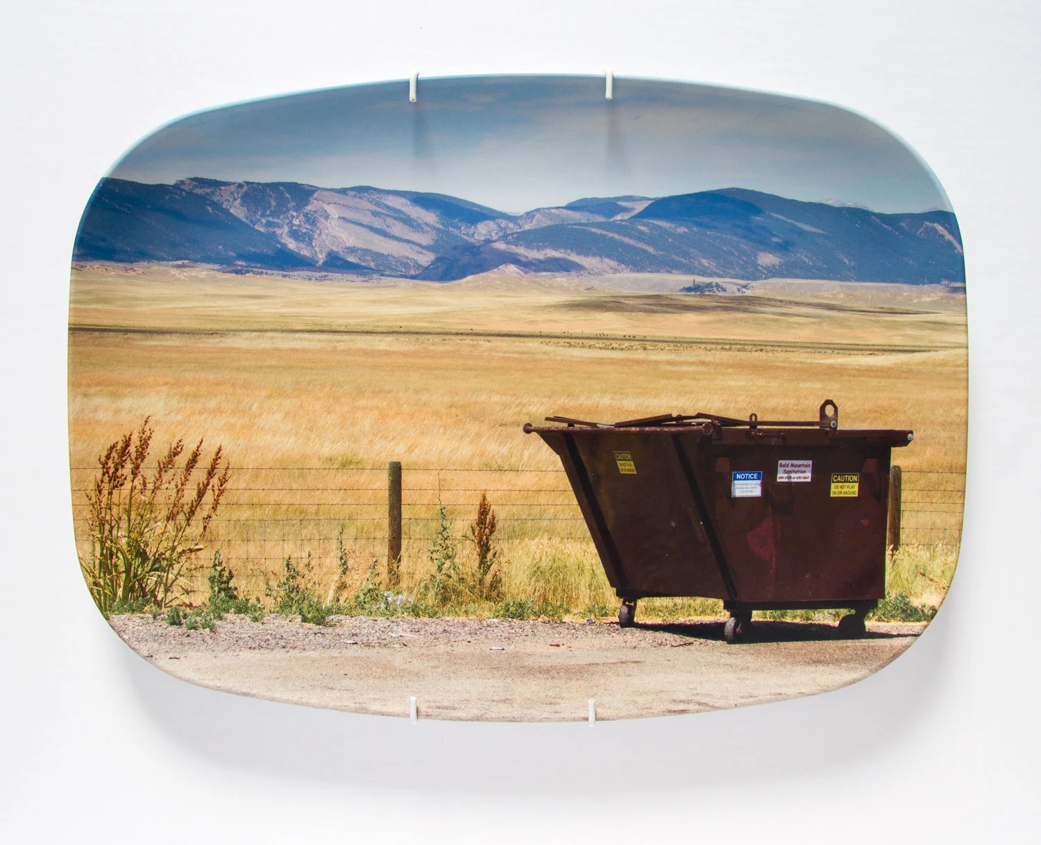 American Mythologies , photograph on melamine platter, 10 x 14 inches, 2017 (Buffalo, WY)