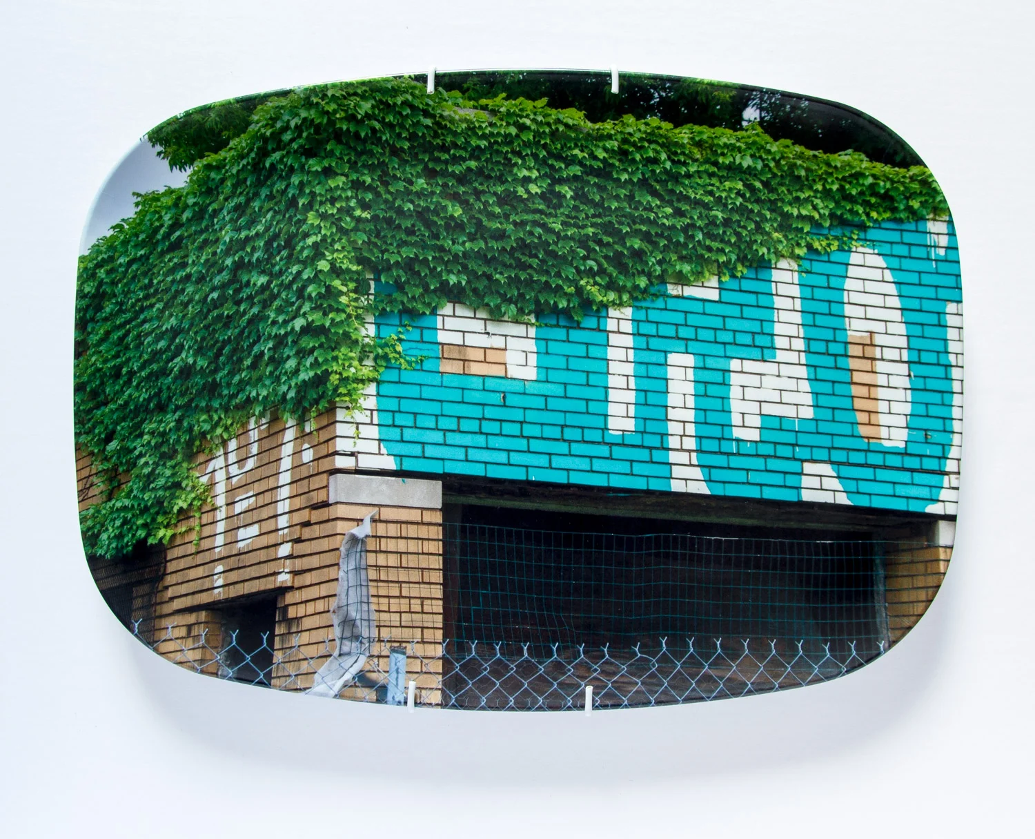 American Mythologies , photograph on melamine platter, 10 x 14 inches, 2014 (Detroit, MI)