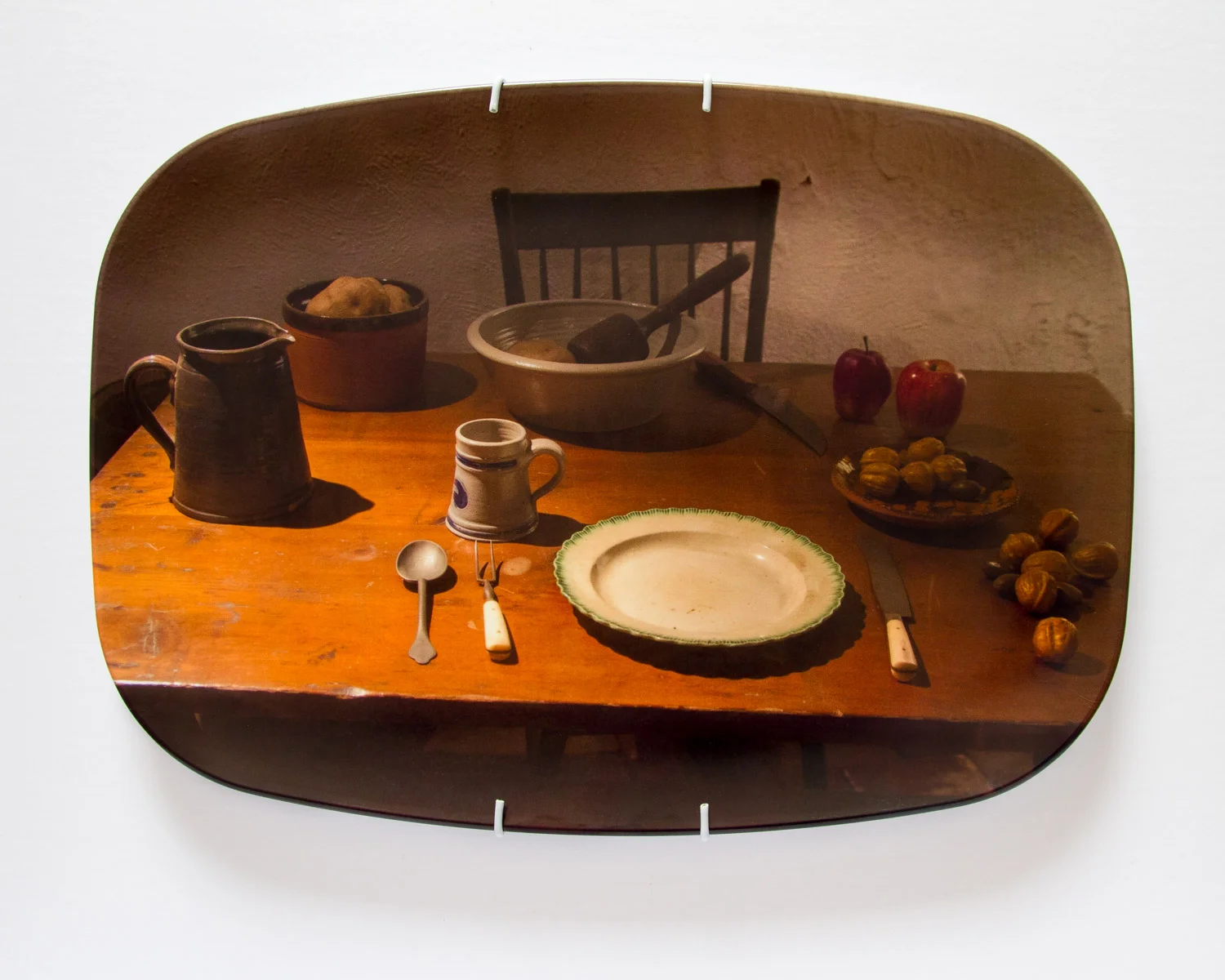American Mythologies , photograph on melamine platter, 10 x 14 inches, 2013 (Betsy Ross House in Philadelphia, PA)