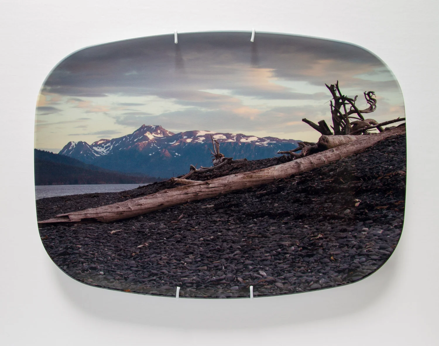 American Mythologies , photograph on melamine platter, 10 x 14 inches, 2017 (Homer, AK)
