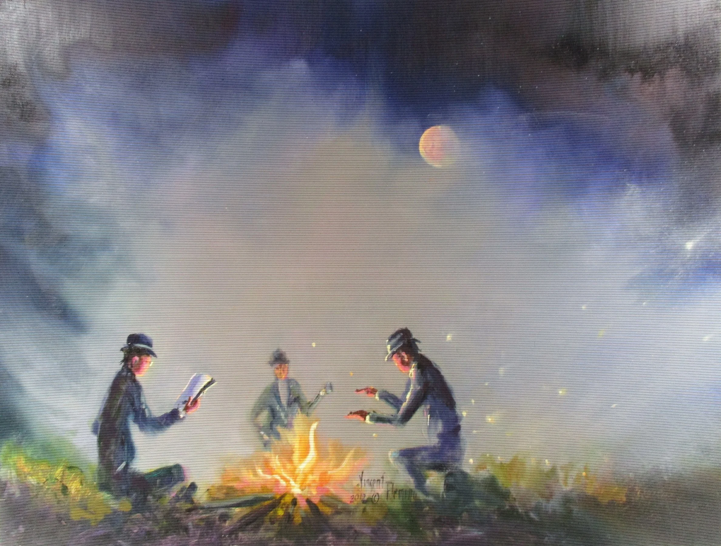 a gathering 18x24 oil