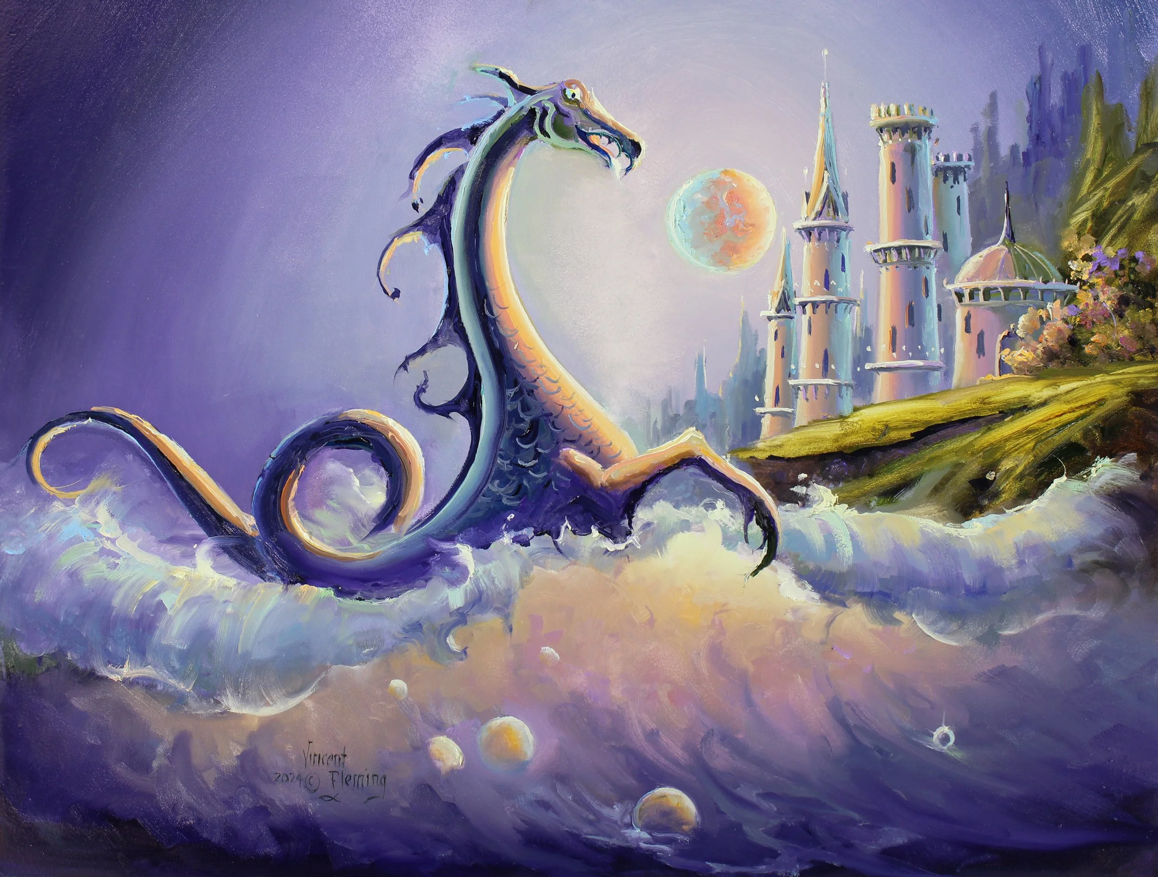 moon dragon 20x24 oil