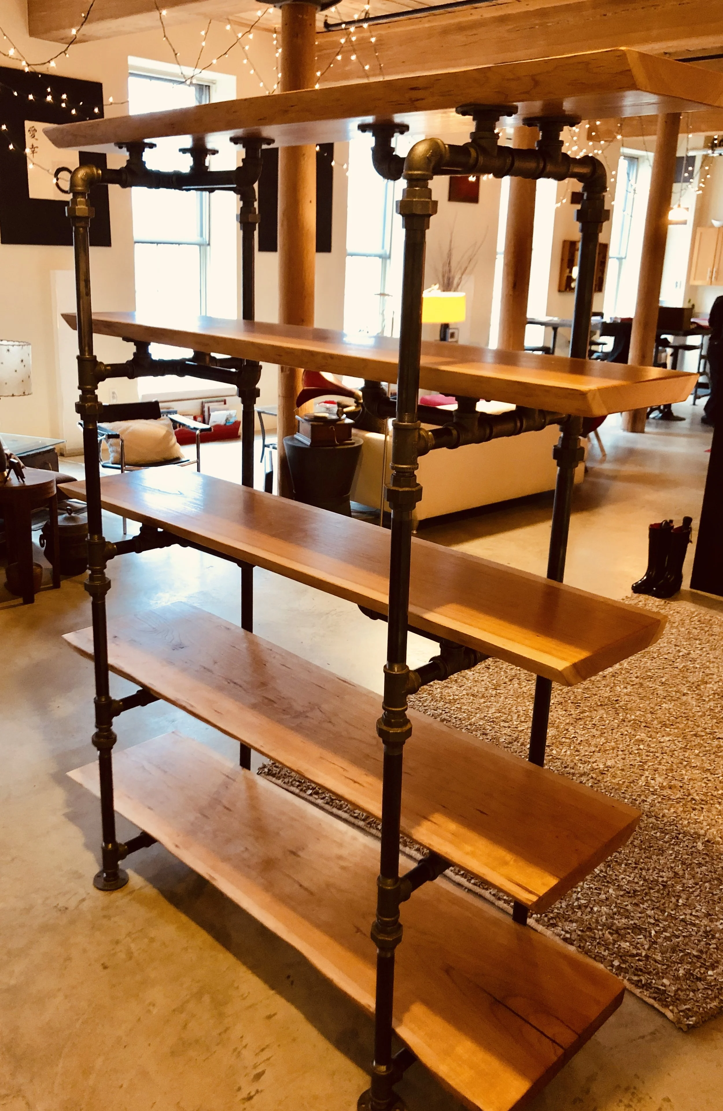 American Cherry Iron Pipe Shelving Unit