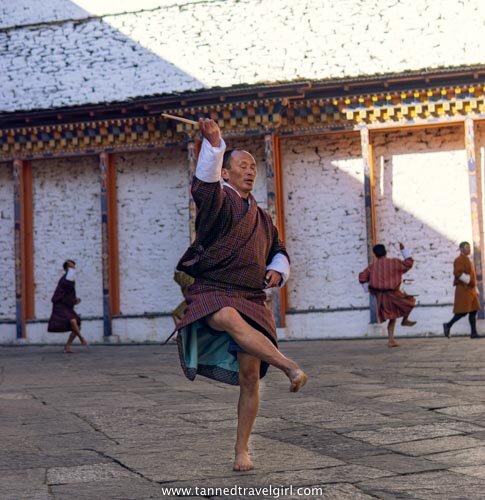 local man dancing in Bhutan
