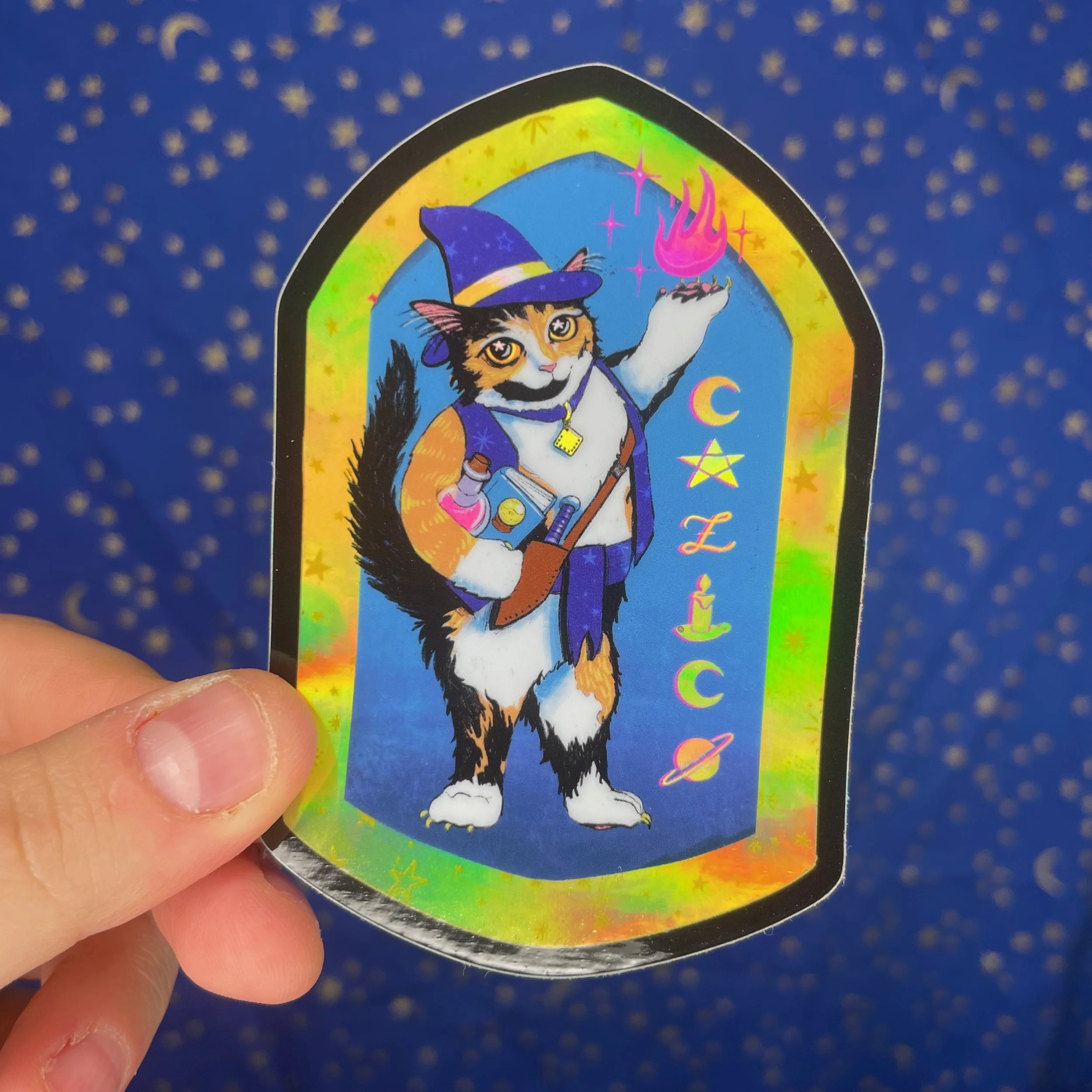 Calico Wizard - Holographic Sticker