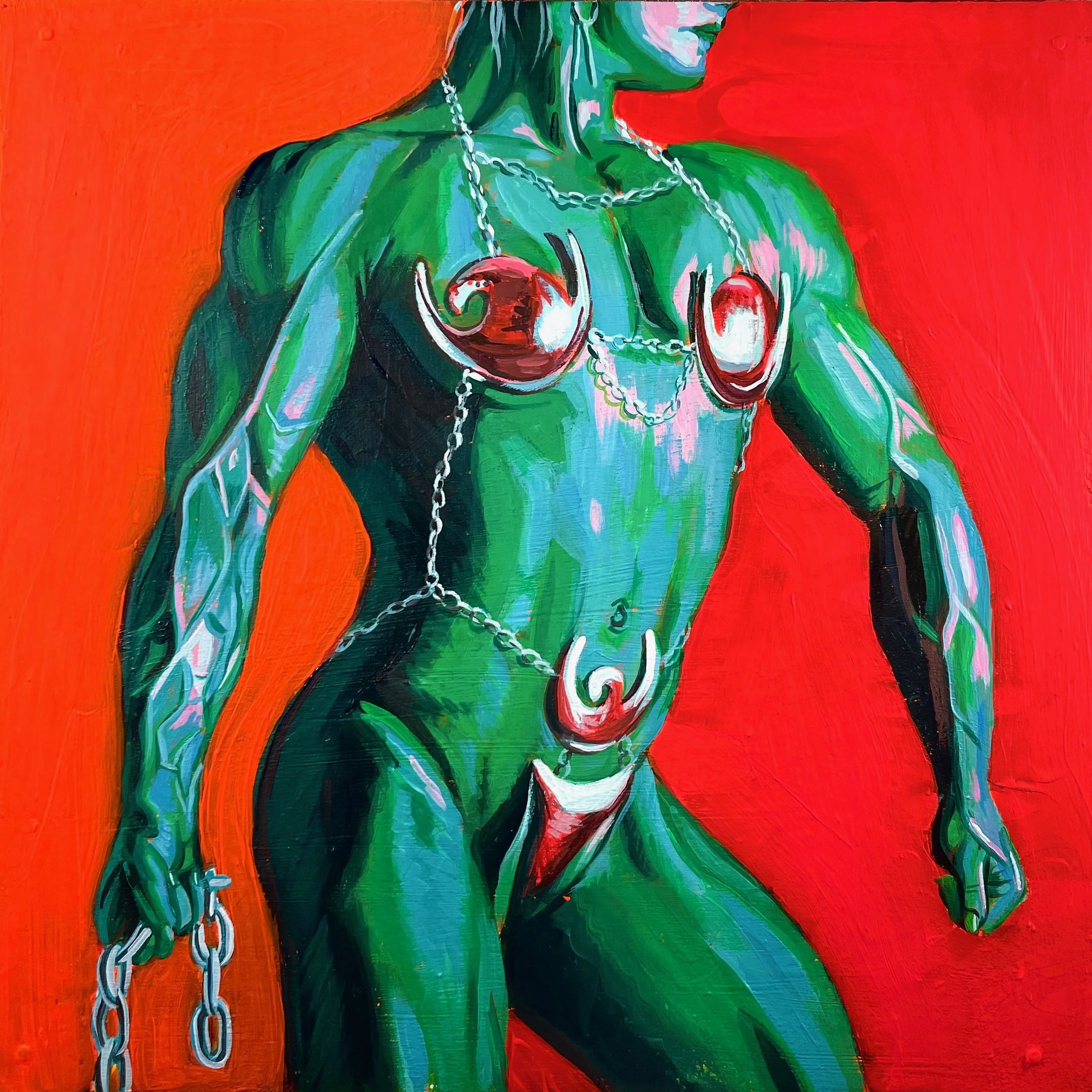 Chain Girl - Acrylic on Wood - 2022