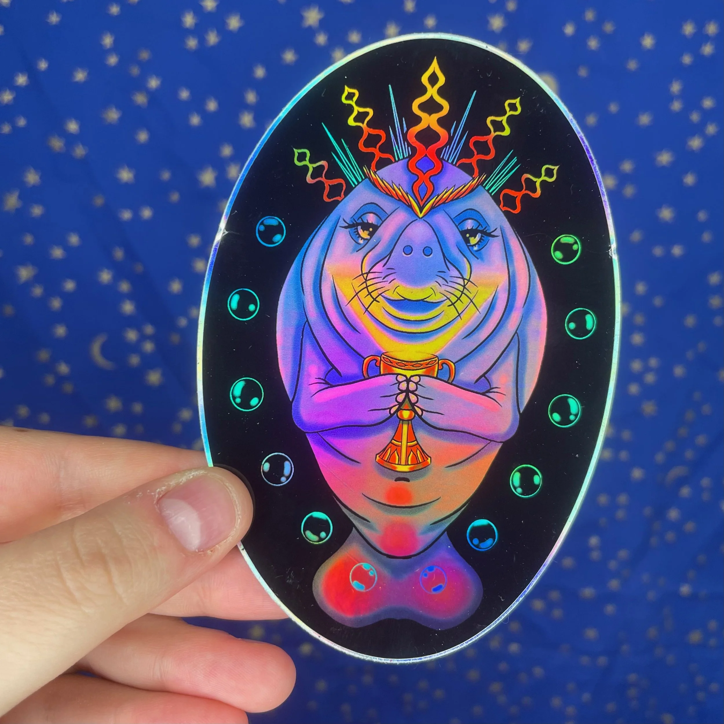 Manatee Queen - Holographic Sticker
