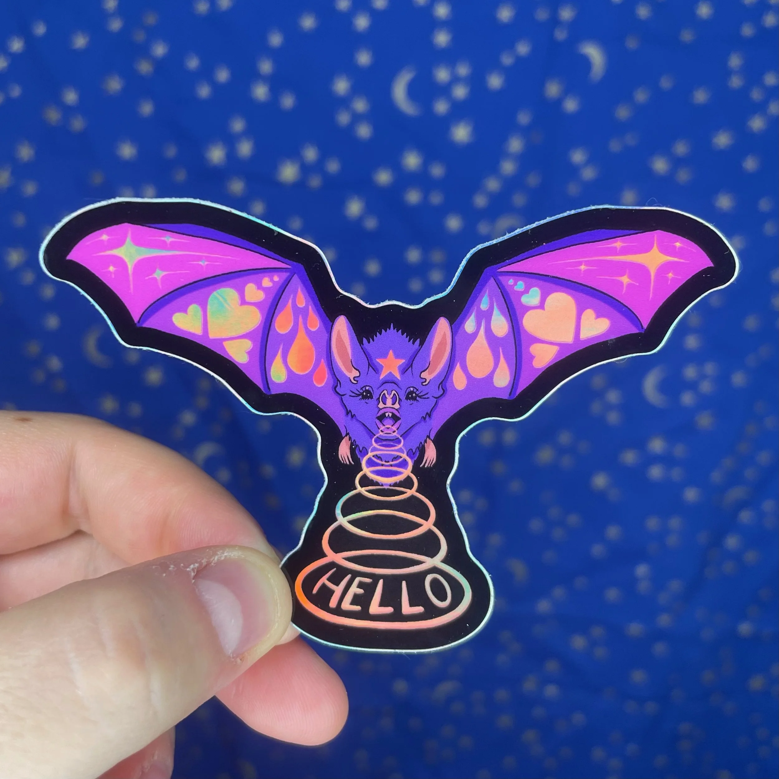 Hello Bat - Holographic Sticker
