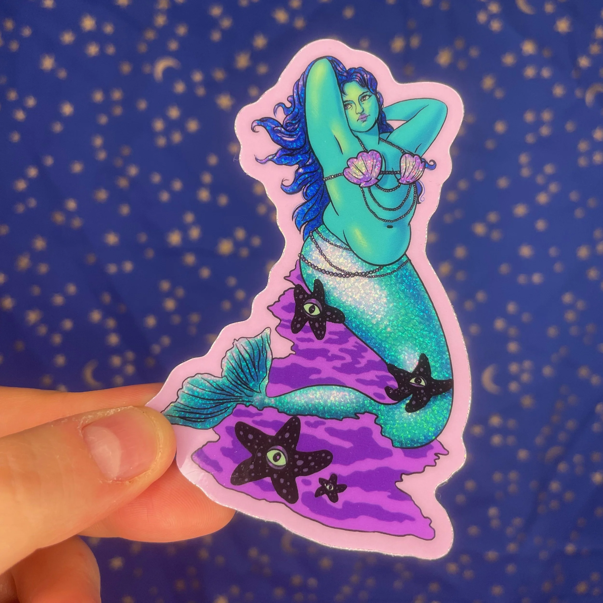 Curvy Mermaid - Glitter Sticker
