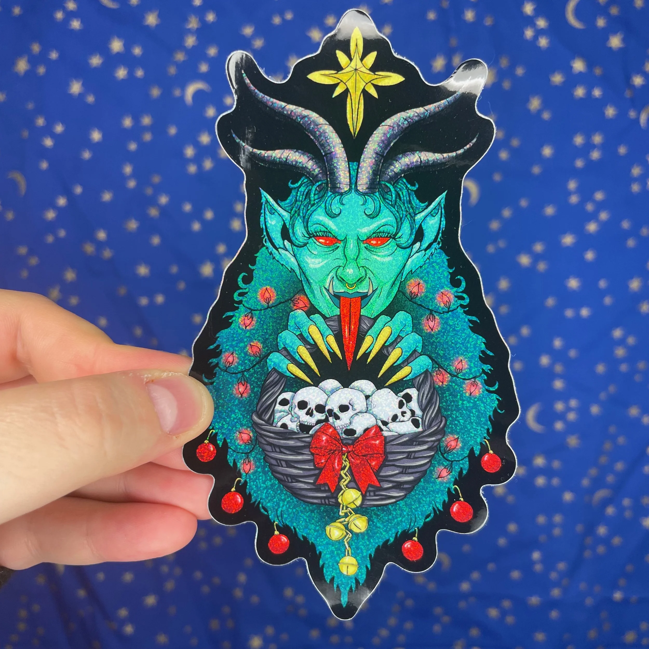 Krampus Glam Puss - Glitter Sticker