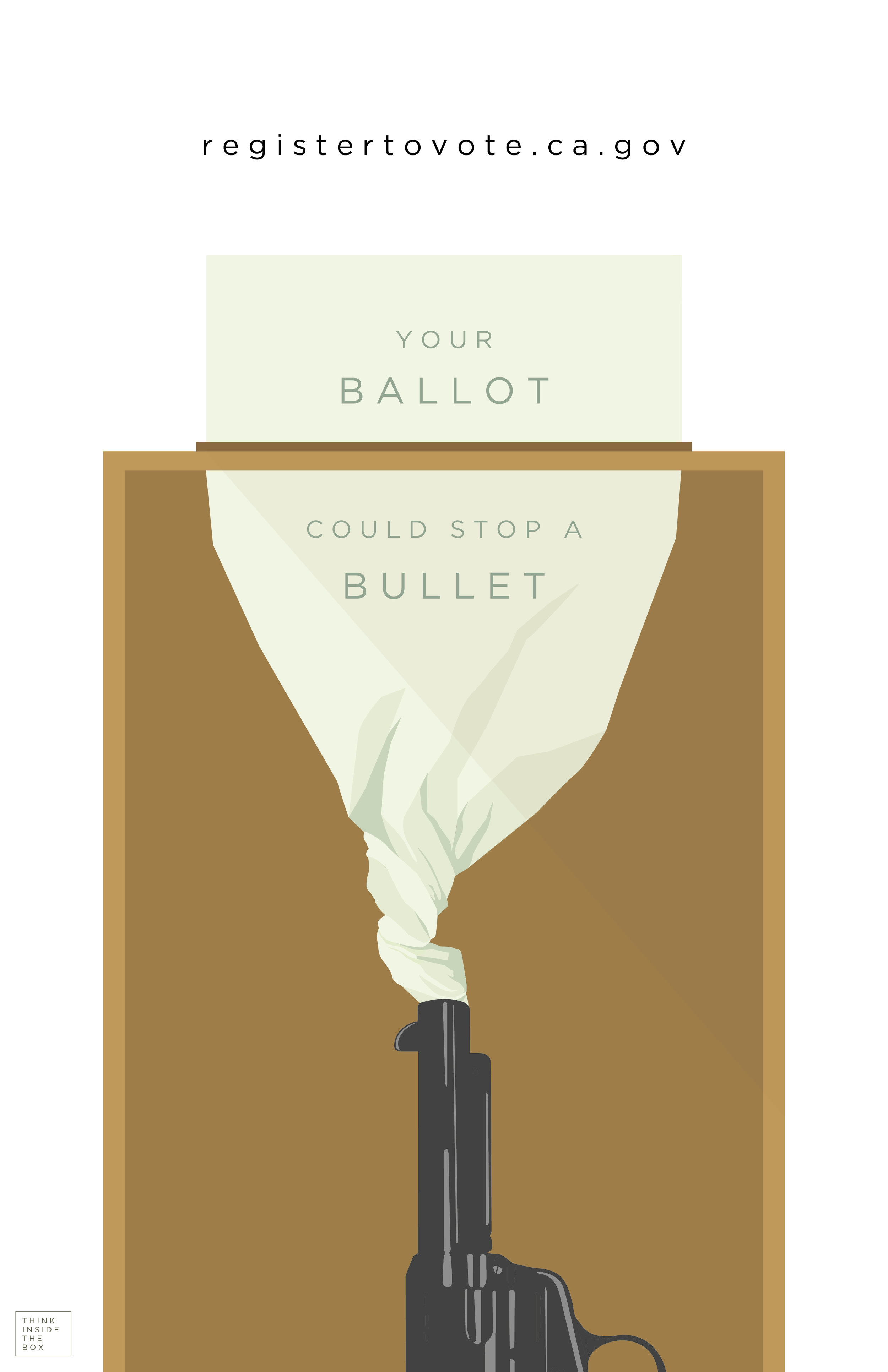 The Think Inside The Box campaign was developed as a social issue practice. Voter turnout, especially among young students, is an extremely important matter to me personally and I wanted to tackle the growing issue during election season. One of the biggest reasons people slack on registering to vote is because they don’t feel as though their vote matters.