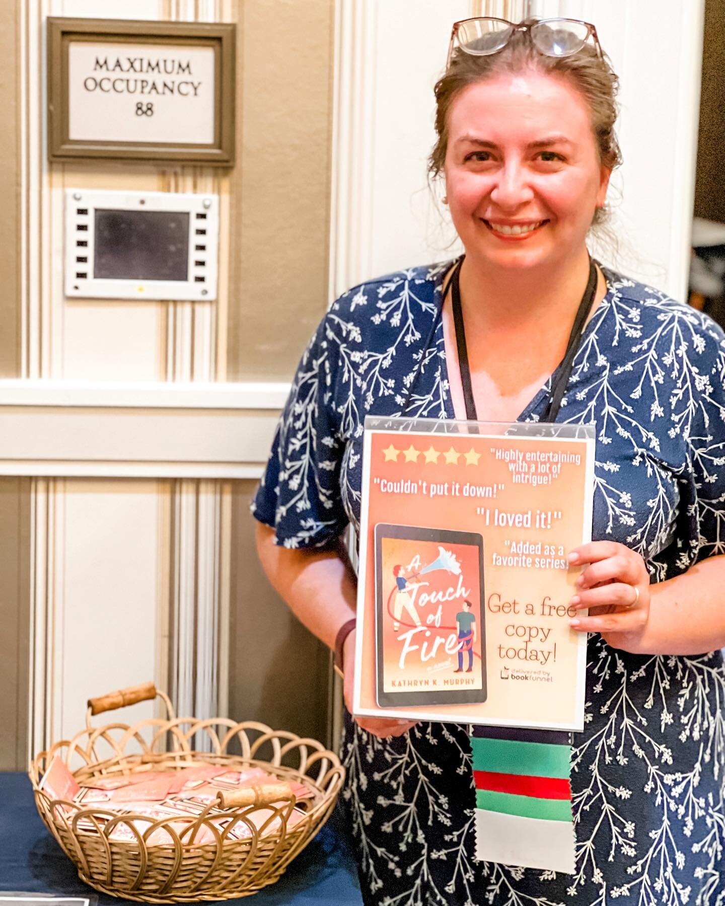 Three years ago, I attended my first @romancewriters conference to get tips for publishing my first novel. Today, I&rsquo;m giving away 500 copies of my fourth novel, A Touch of Fire! 🔥🤗🥰 #rwaconference2022 #romancebooks #romancenovels #romancewri