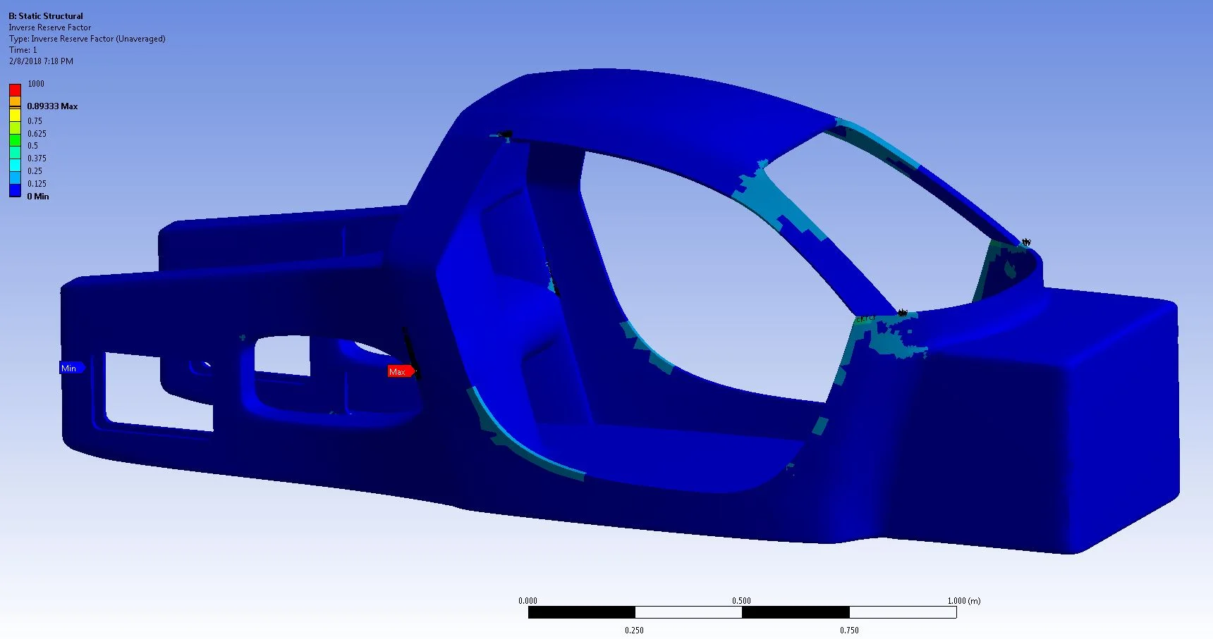 The composite failure tool was used to determine if the chassis composite failed under a given condition.  