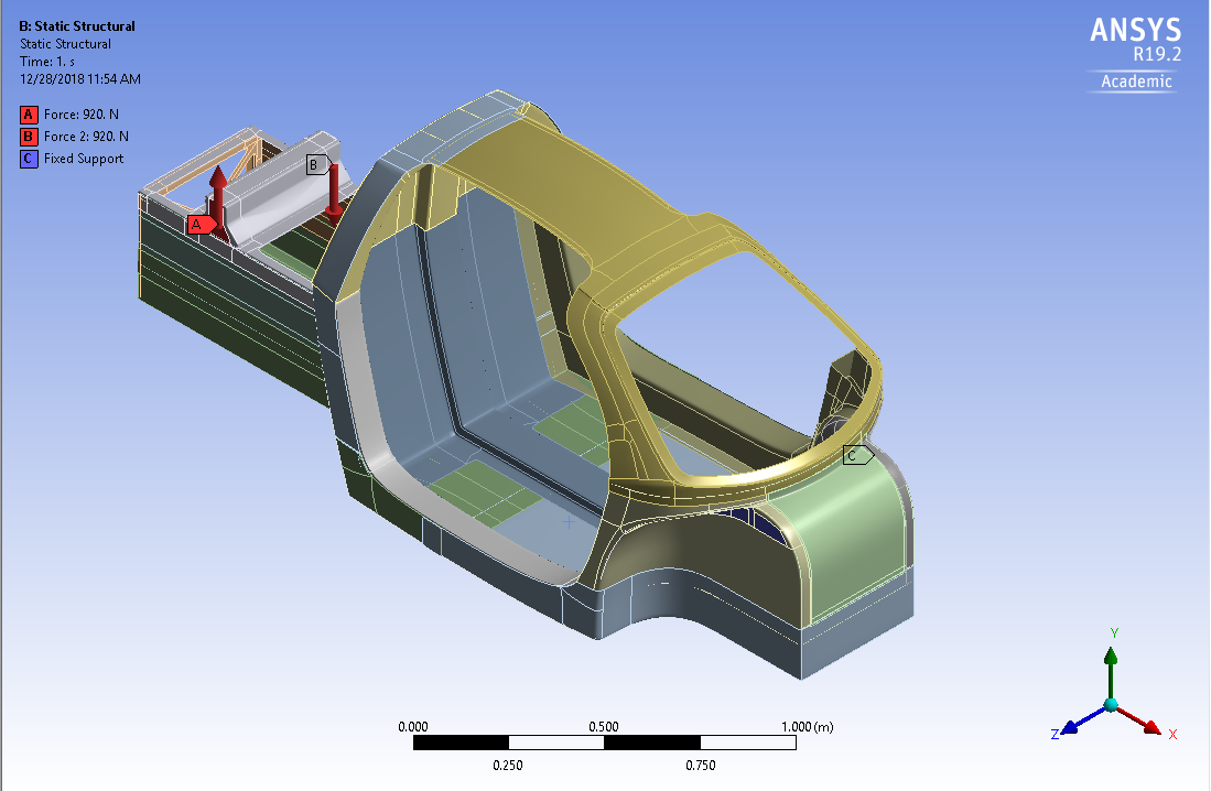  Torsional rigidity FEA setup using ANSYS ACP and Static Structural.  