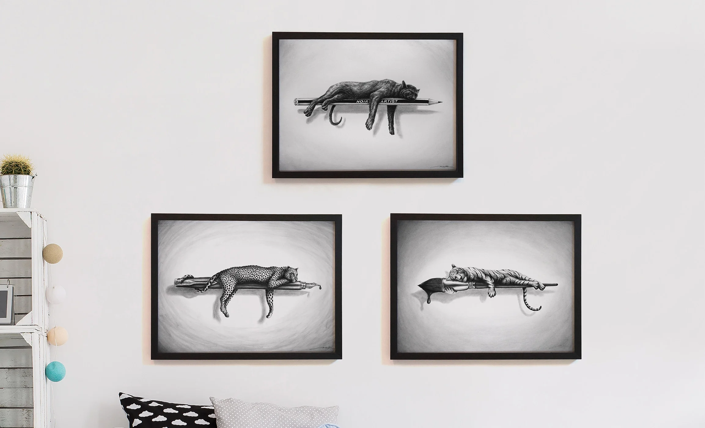 Drawing “Don’t sleep on your Dream” - 30 x 40 cm (top (sold) / 50 x 70 cm (left) / 40 x 50 cm - Drawing on paper - * Available *