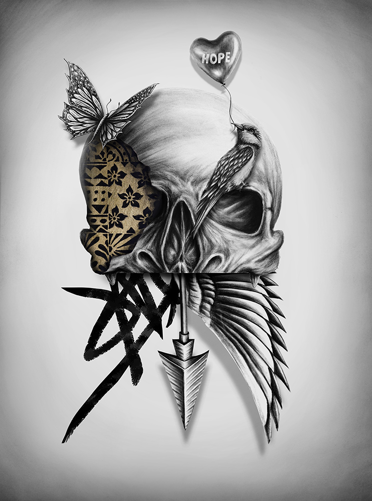 Drawing “Peaceful Death” - 60 x 40 cm - Drawing on paper