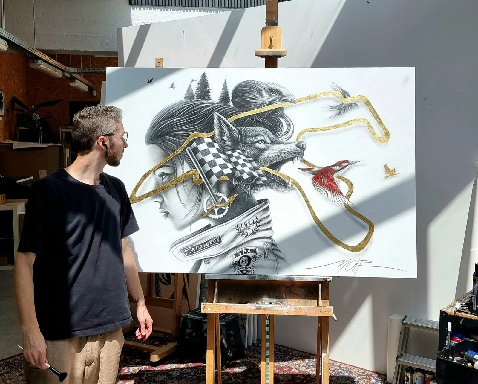The Eye of the Raidillon - 150x100cm - Acrylic painting and 24kt Gold Leaf