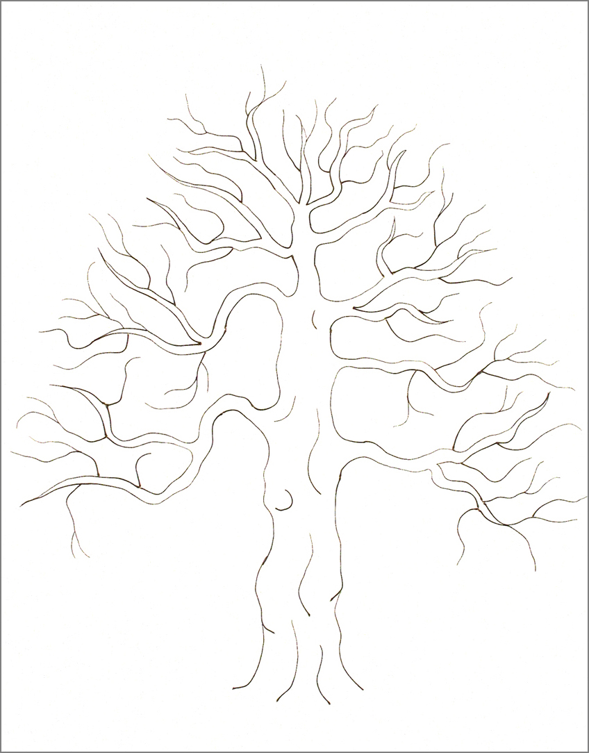 TREE, Cockroach antennae on paper, 14"x11"