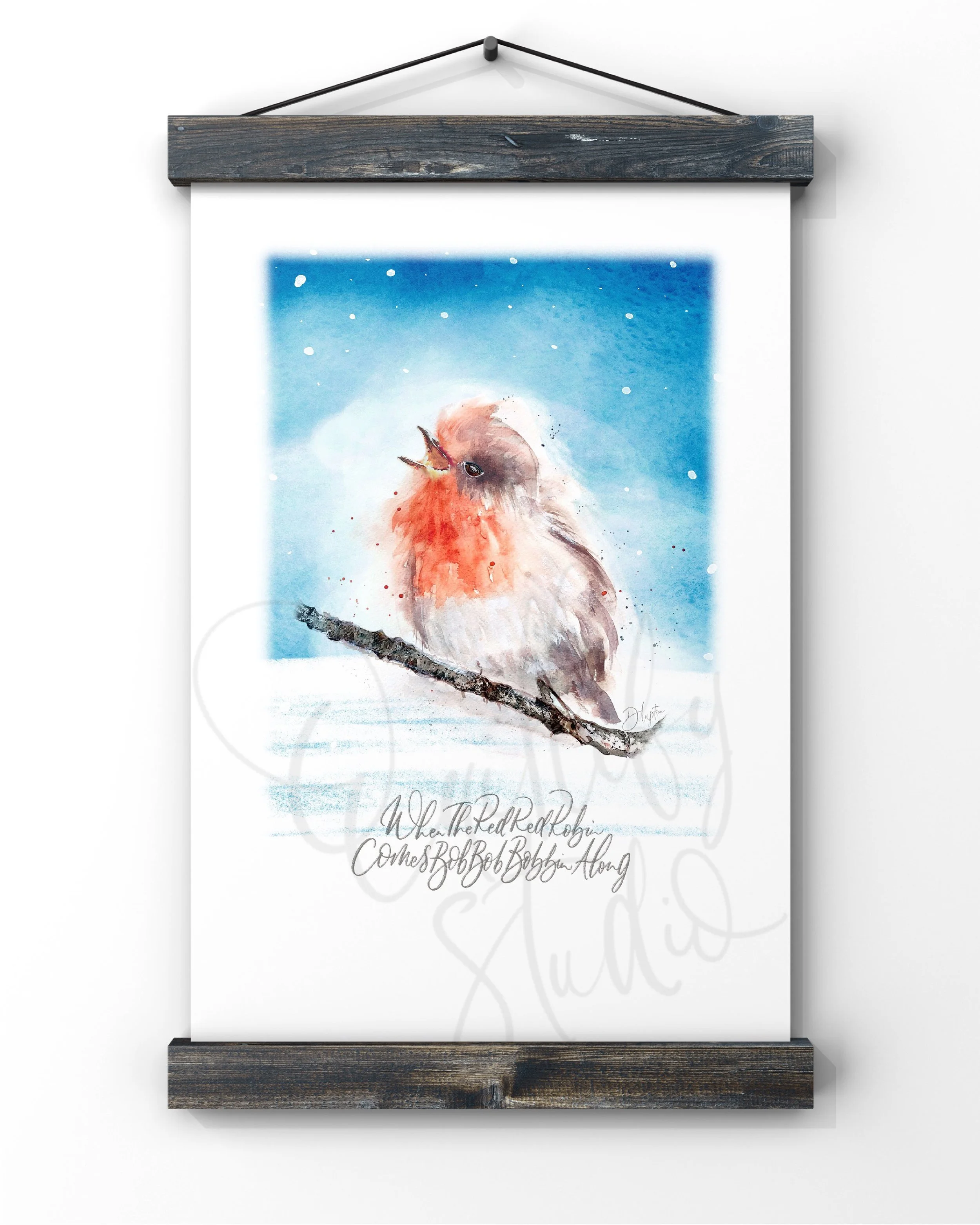 Art Print - Signed QS24 Watercolour Chatty Fluff the Red Robin social poster.JPG