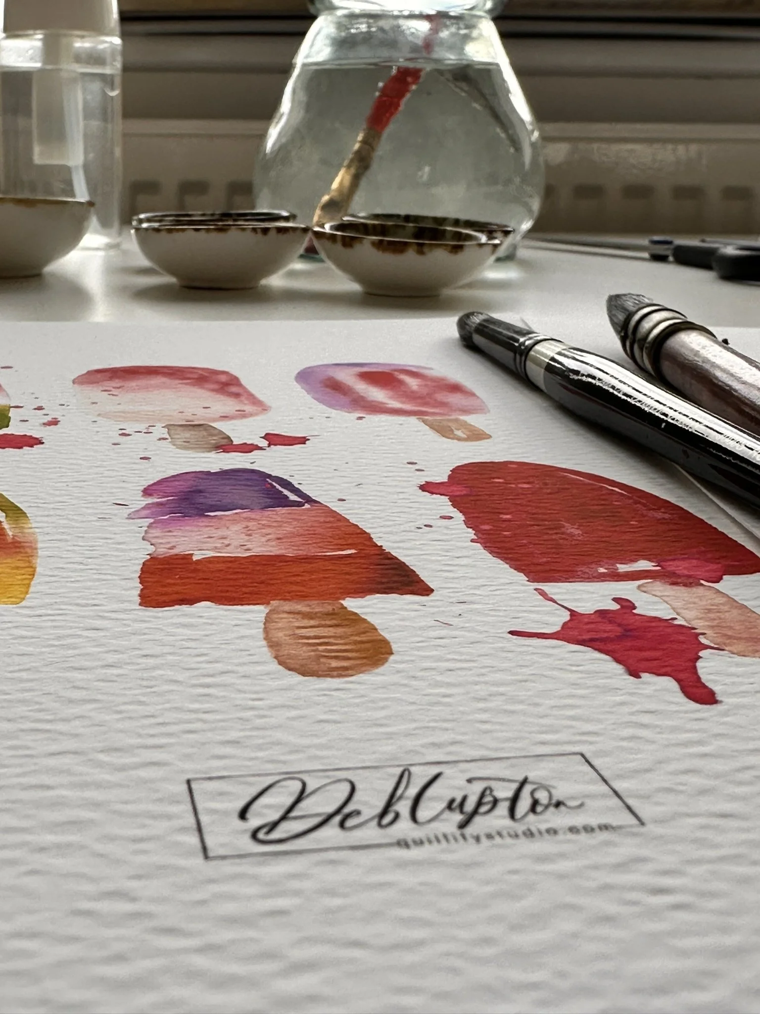 QS21 Watercolour Abstract Ice Lolly Popsicles splatters desk view.JPEG