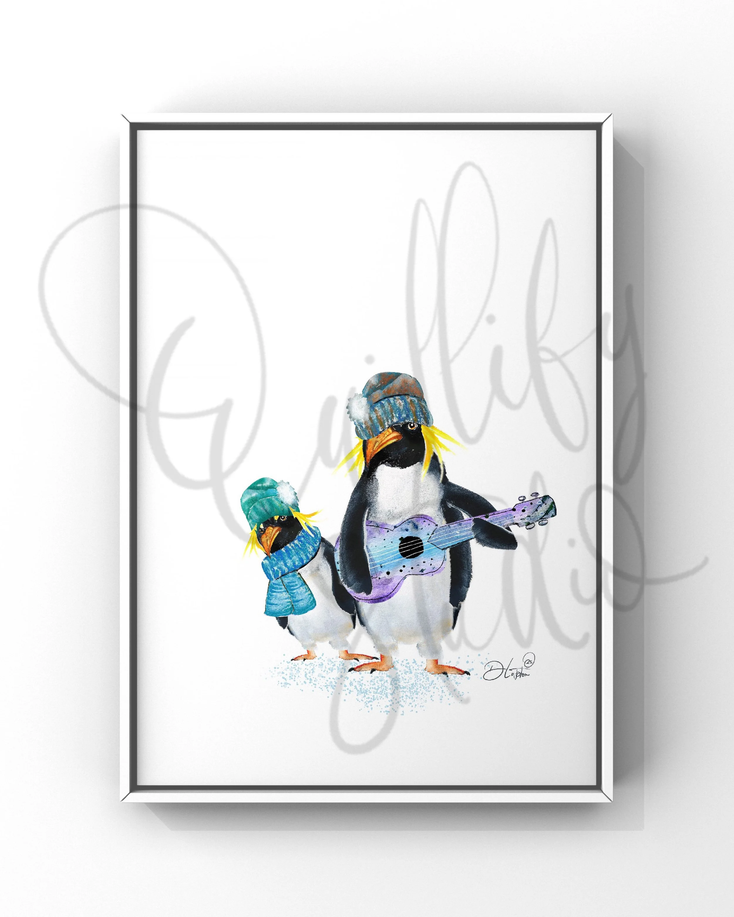 QS25 Watercolour Rockhopper Penguin Guitar duo Signed Social Poster.JPG