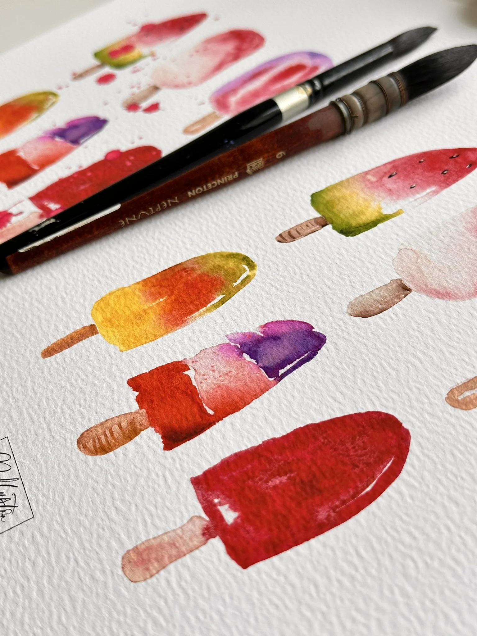 QS21 Watercolour Abstract Ice Lolly Popsicles desk view 2.JPEG
