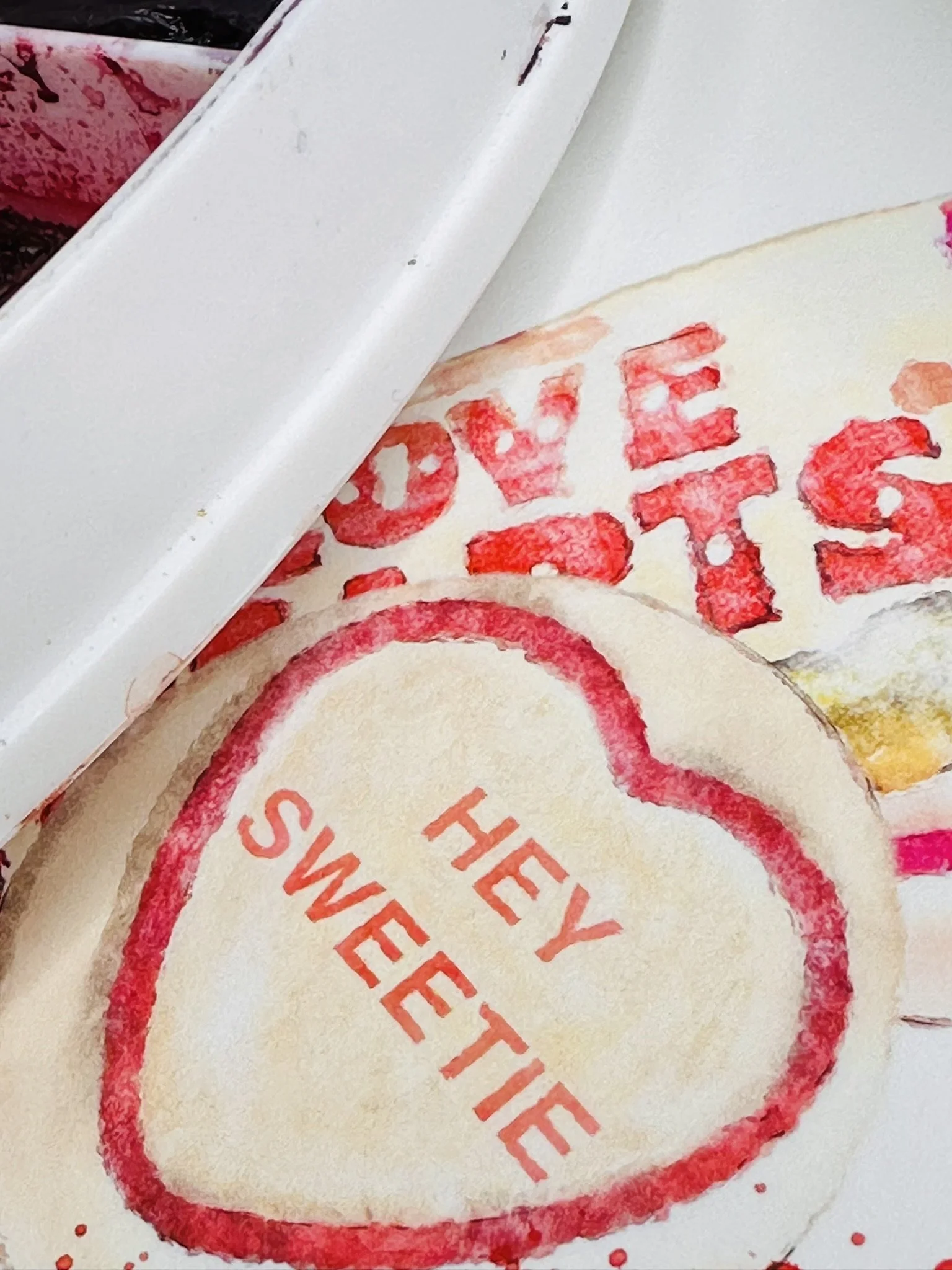 Art Print - QS24 Watercolour Heart  Sweets Heyy Sweetie Desk View.JPEG