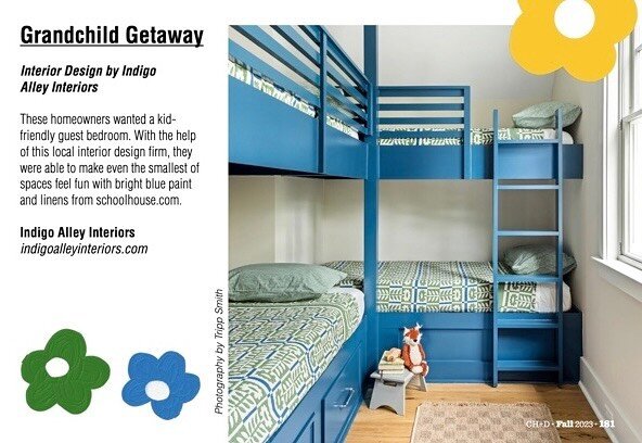 Sweet dreams are guaranteed in this colorful bunk room! The built-in bunkbeds are painted in Sherwin-Williams Endless Sea. Paired together with green bedding they create a bright and cheerful space.