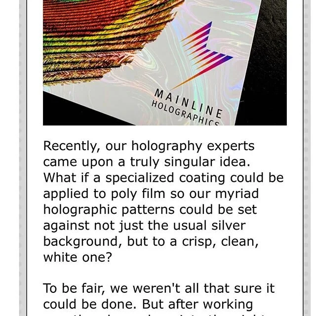 Our supplier base is always looking for innovative solutions. Here is holographic white foil board .. want to stand out from the pack? Have a cannibis , good or cosmetic or some other invention of yours ? Let us help you get recognized. #jcprintpacka