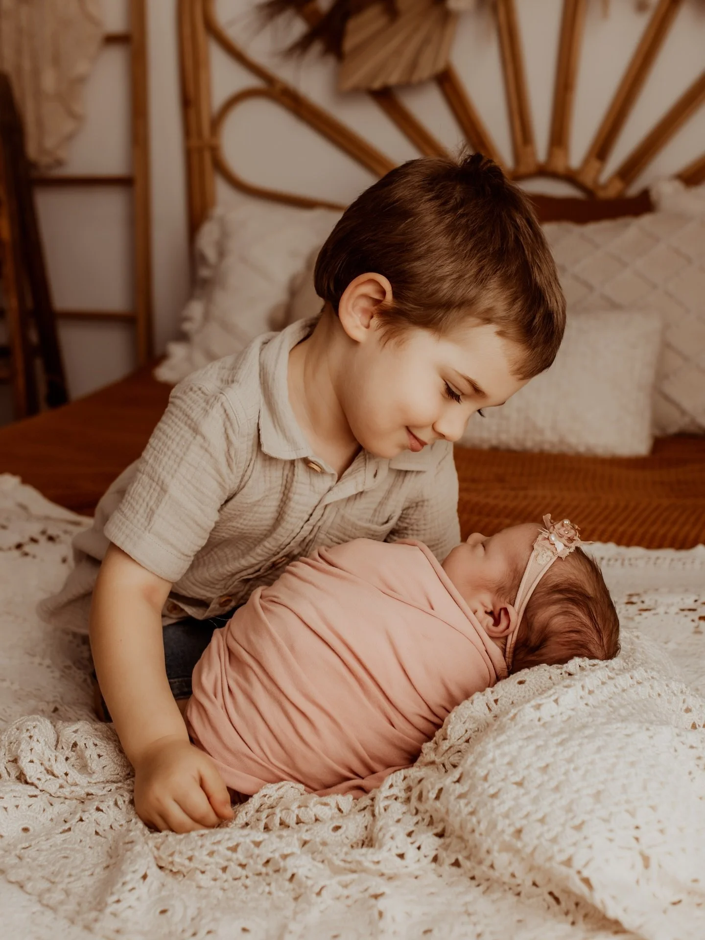 Just a big brother smitten with his sweet little sister 🥹