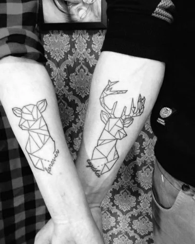 beautiful-couple-tattoos-deer-geometric-design.jpg