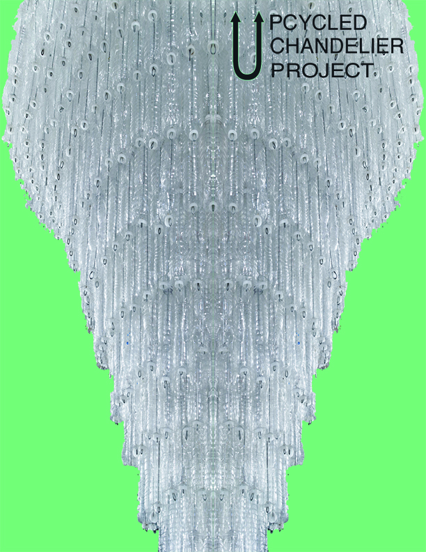 A 3000 BOTTLE UPCYCLED CHANDELIER
