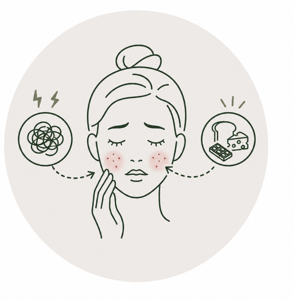 Skin that flares with stress or certain foods