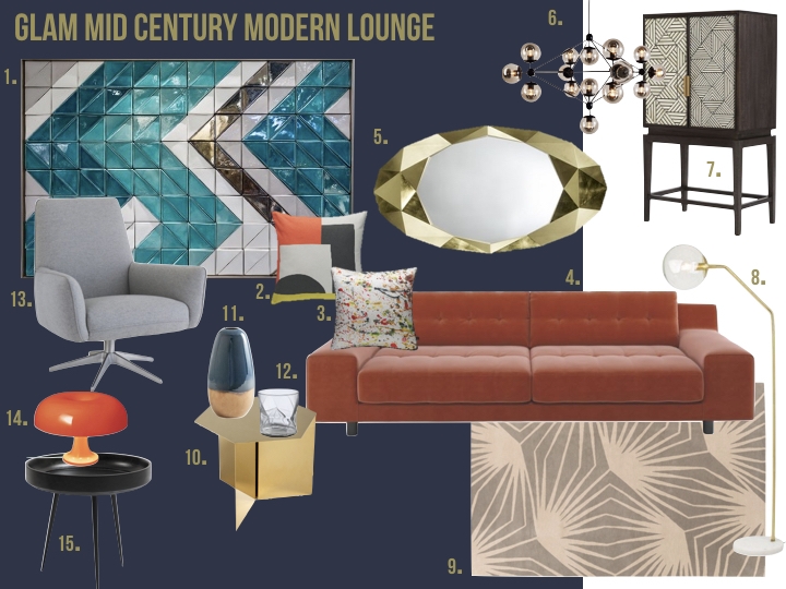 GLAM & STYLISH MID CENTURY LIVING ROOM