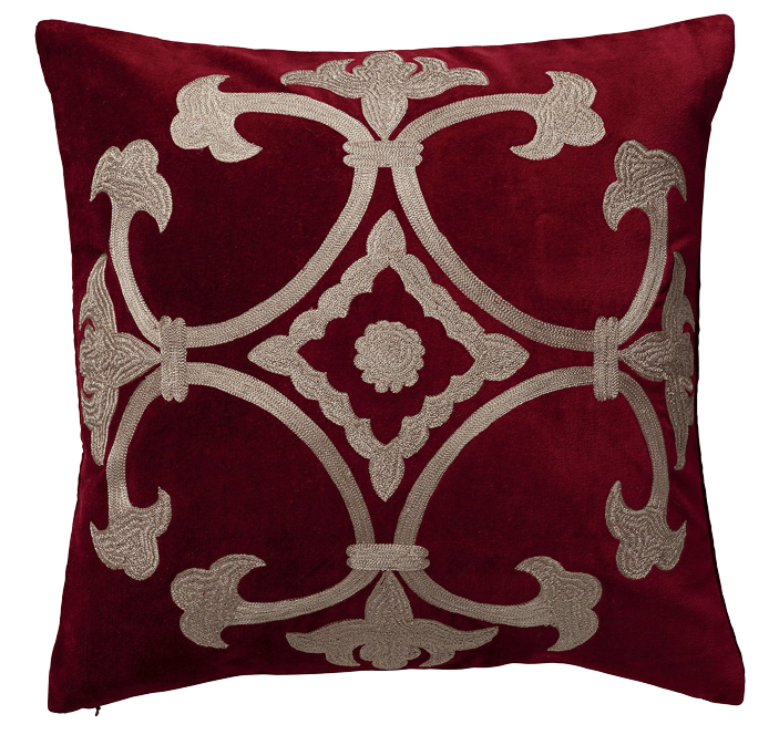 Ophelia Cushion Cover, Large - Cranberry - Oka.png