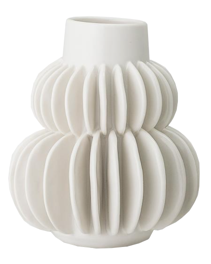 HANDCRAFTED SCULPTURAL WHITE GLAZED STONEWARE VASE - Att Pynta.png