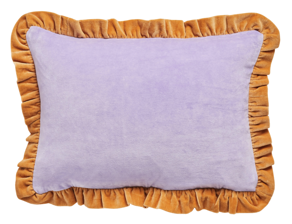 Leinikki velvet frill cushion, apricot - Project Tyyny.png